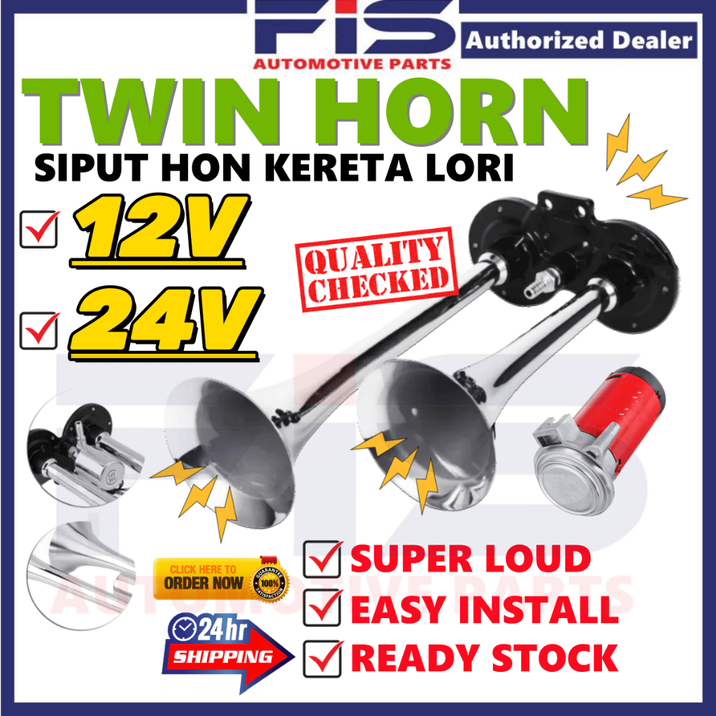 FIS Twin Horn Car Truck Motor Vehicle Siput Hon Kereta Lori Motosikal