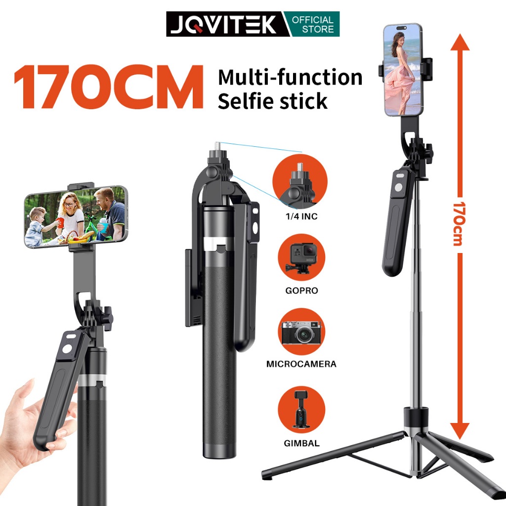 JQVITEK TR13s Selfie Stick Wireless Bluetooth 170CM Tripod Portable Grip Phone Tripod Mobile Phone Holder for Smartphone