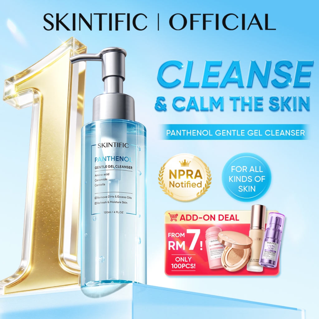 SKINTIFIC Panthenol Gel Cleanser Hydrating Moisturize Smooth Skin pencuci muka Panoxyl Face Wash Amino Acid Oil Control