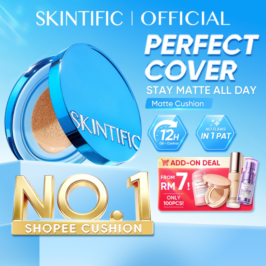 [NO.1] SKINTIFIC Perfect Stay Velvet Matte Cushion Foundation Full Coverage Long-lasting Oil Control Flawless Makeup