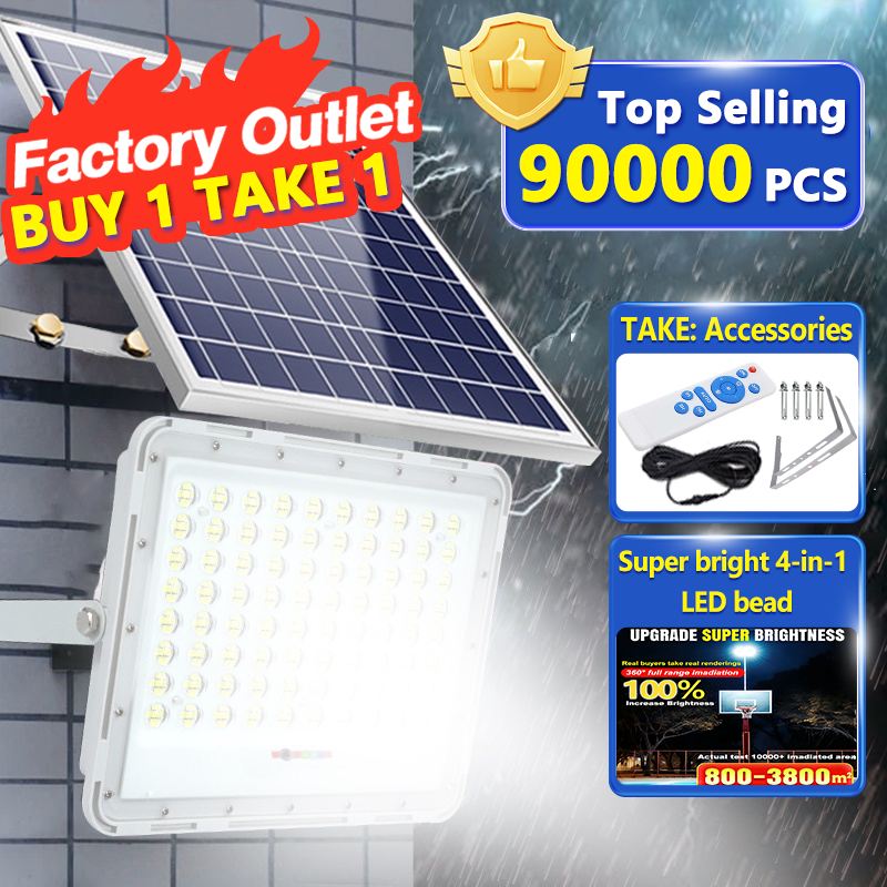 【30-Year warrany】Lampu solar light outdoor lighting 80000W Solar Spotlight IP68 Waterproof solar LED Street light