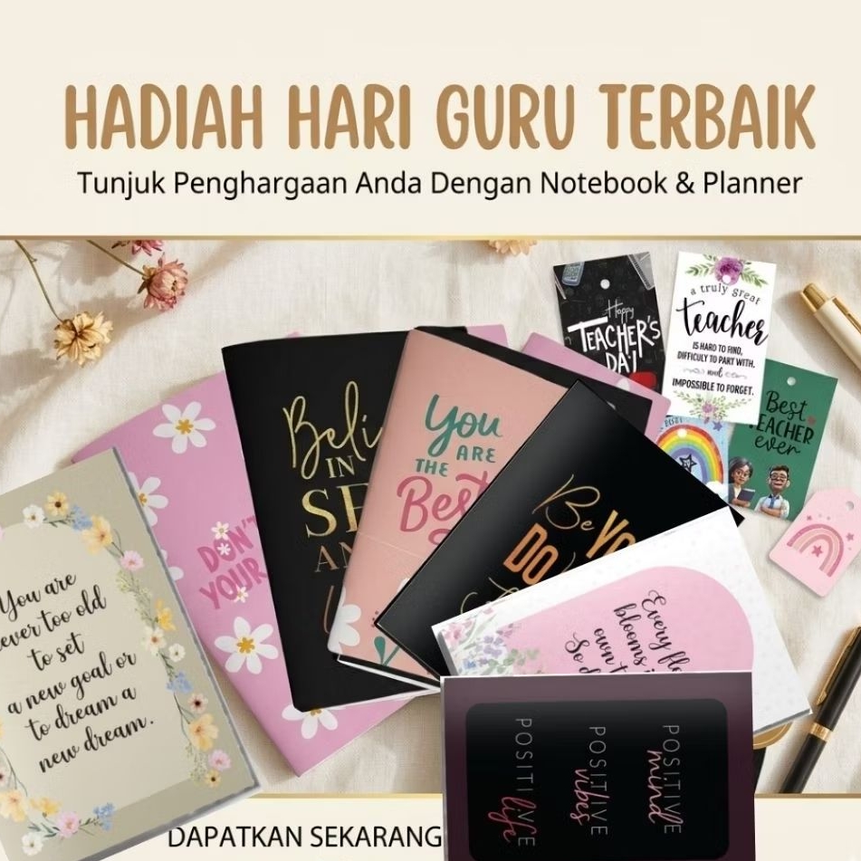 Hadiah Hari Guru Mini Planner 1pc Undated Notebook Mini size A6 Journal Notebook Pocket Size Monthly Teachers Day Gift