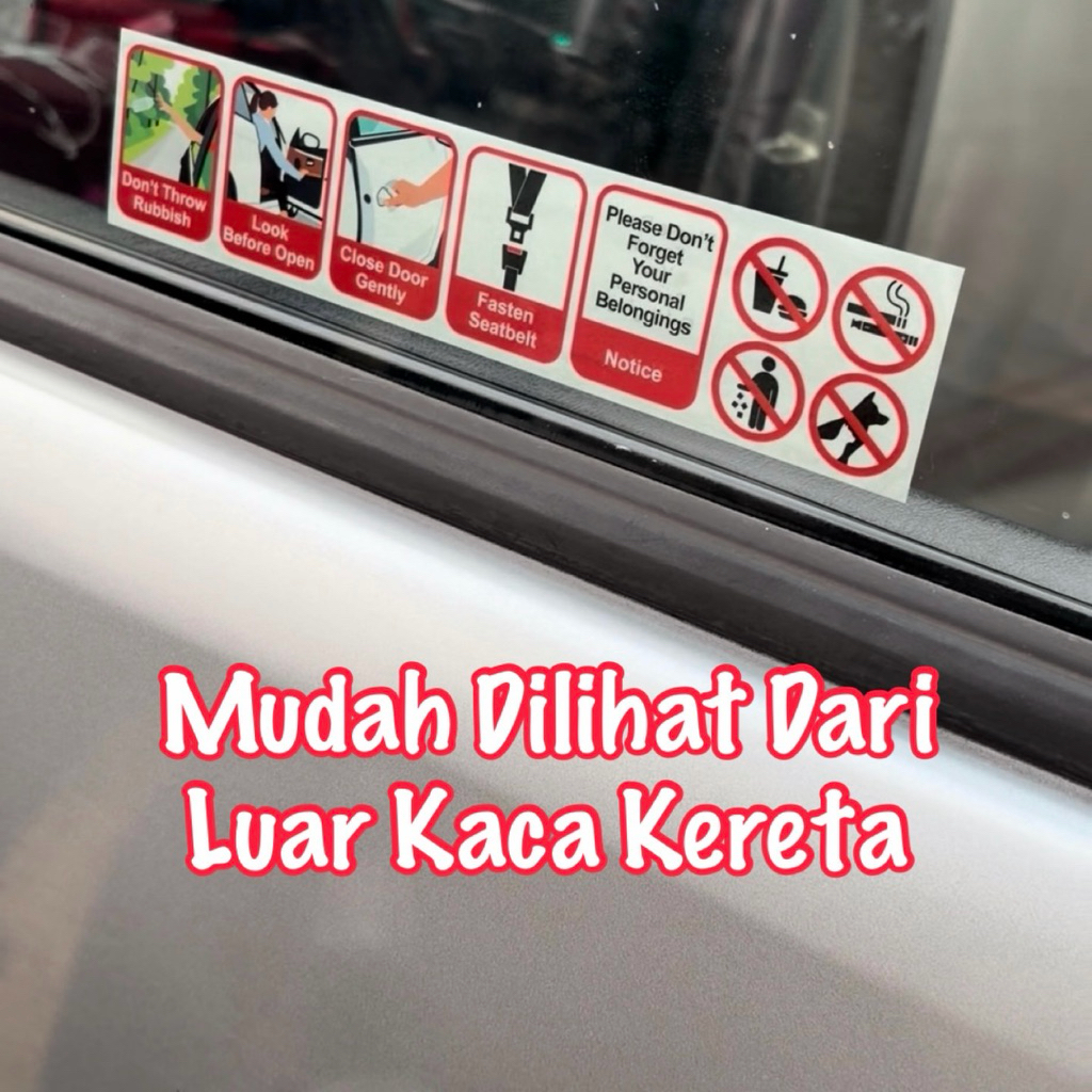 E-Hailing Reminder Sticker | Grab / Maxim / InDrive / Lalamove | Car Window Sign | Pemandu E-Hailing Safety Decal