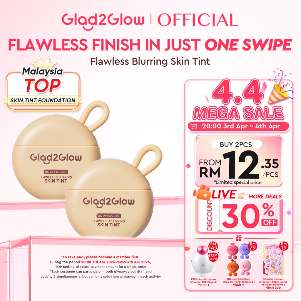 Glad2Glow FLAWLESS BLURRING SKIN TINT High Coverage Lightweight Long Lasting Foundation Tinted Moisturizer Concealer