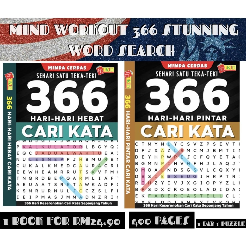 Buku Cari Kata 366 Hari Pintar Minda Cerdas - Latihan Kosa Kata & Kemahiran Berfikir