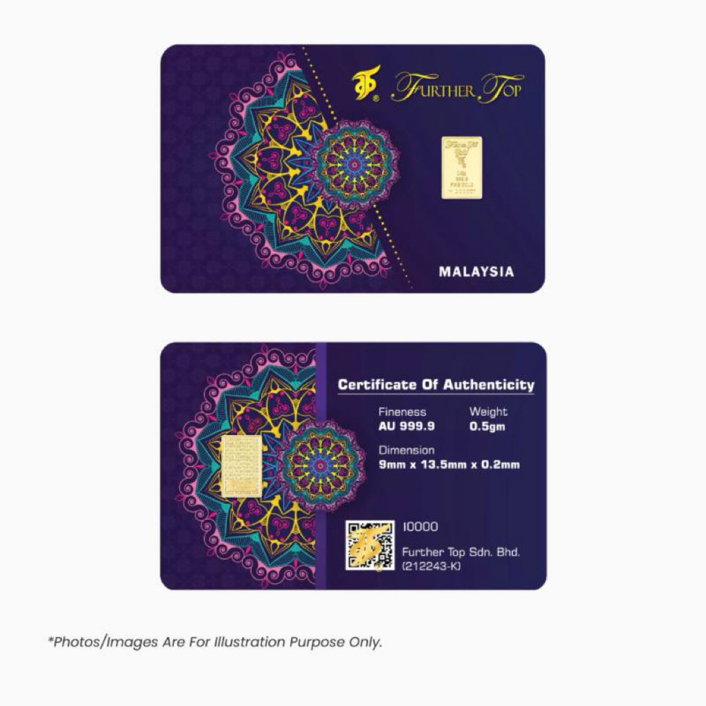 0.50g Further Top Gold 999.9 Gold Coin Mini Gold Bar Emas Tulen&hellip;