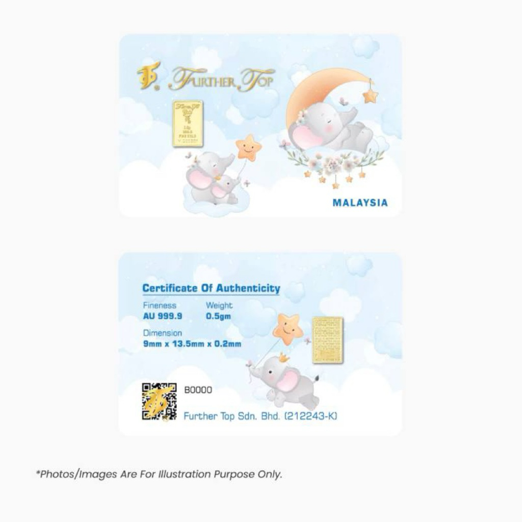 0.50g Further Top Gold 999.9 Gold Coin Mini Gold Bar Emas Tulen&hellip;