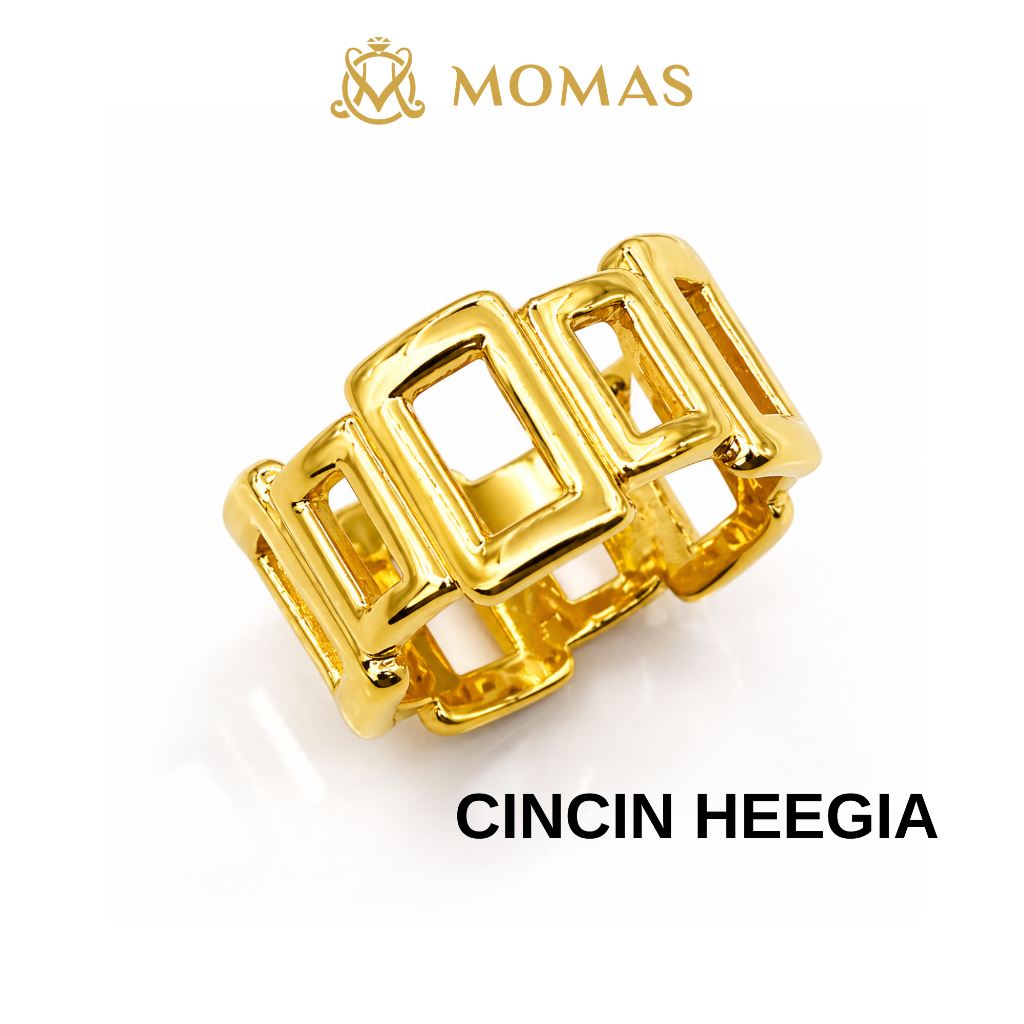 MOMAS CINCIN HEEGIA 5D Emas 916 Original Cincin Emas 916 Bajet Cincin Fesyen Emas 916 Tulen Cincin Fesyen Emas 916