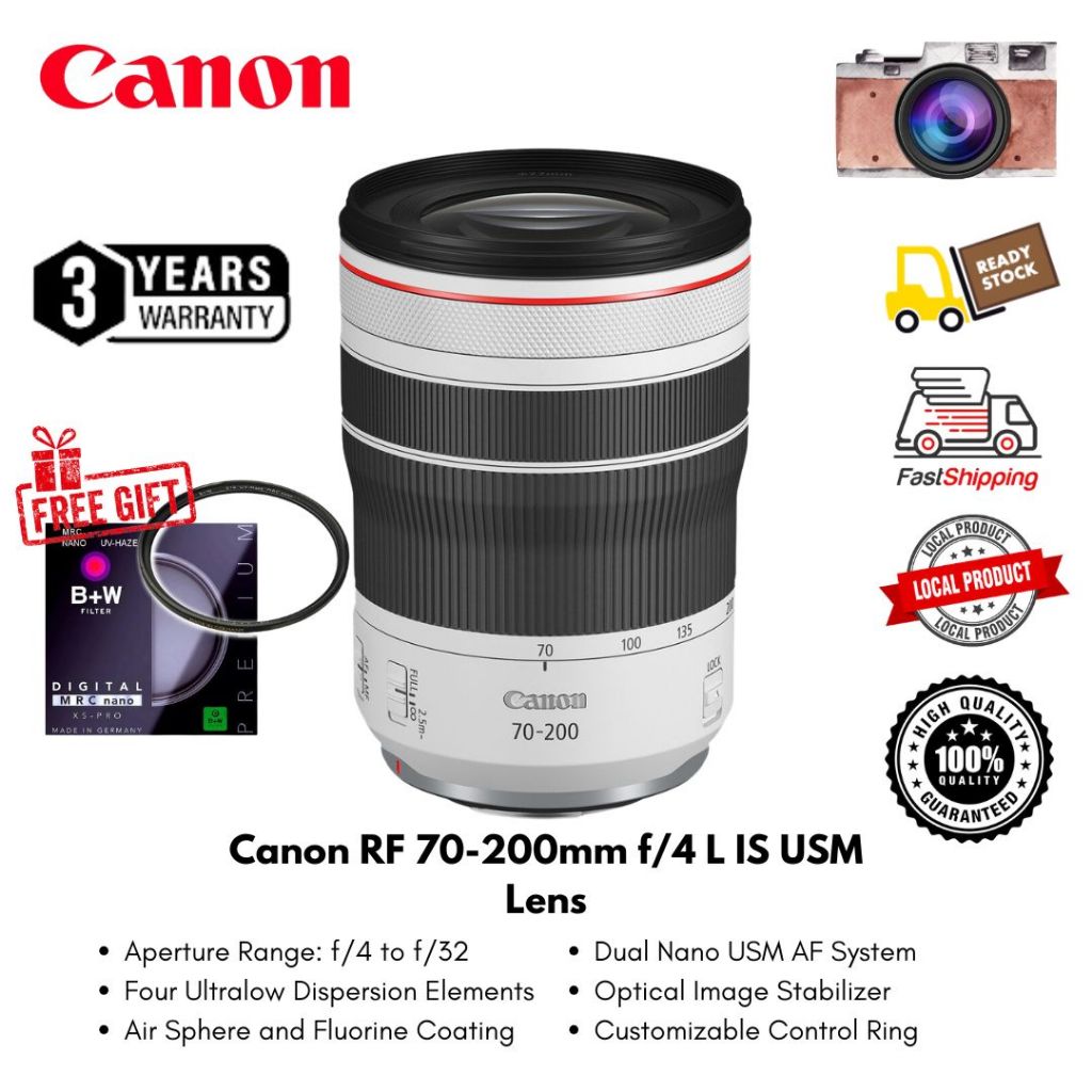 Canon RF 70-200mm f/4 L IS USM Lens ( 3 Year Warranty )