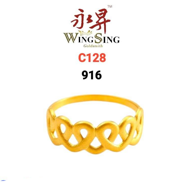 Wing Sing Cincin Hati Berlipat Emas 916 / 心连心916黄金悦心戒指 / Love Connection 916 Gold Ring