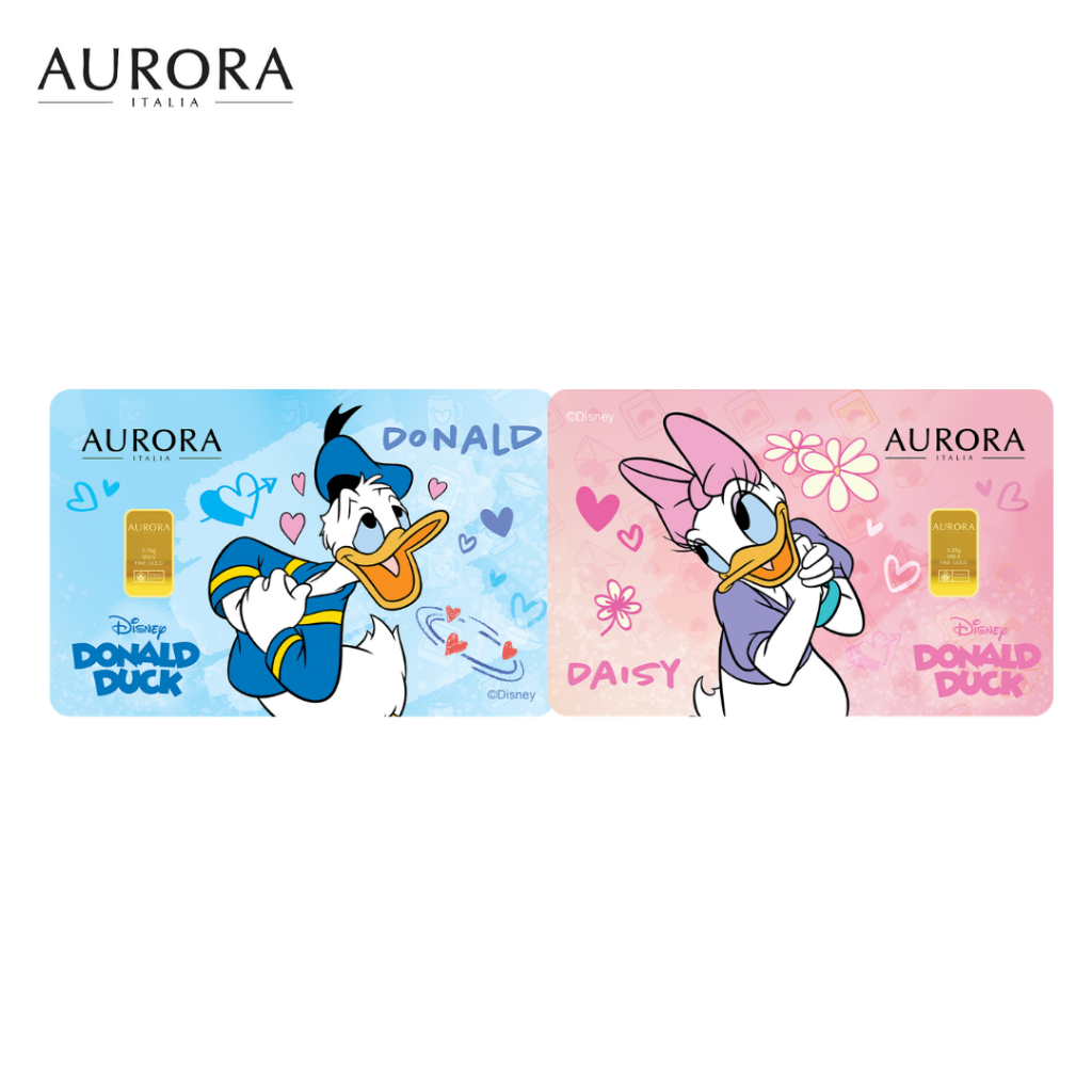 [2PCS] DISNEY x AURORA ITALIA (0.25g) 999.9 Donald & Daisy Limited Edition&hellip;