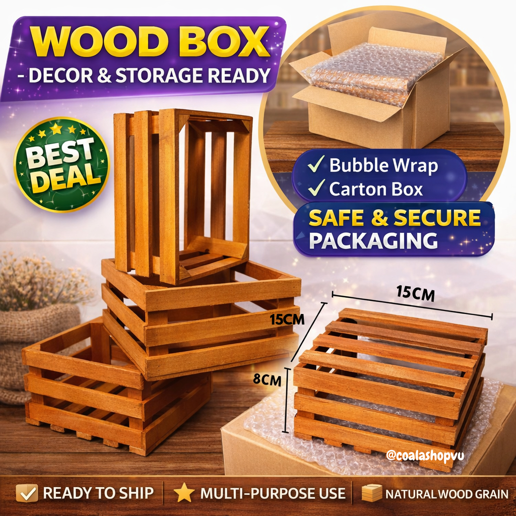 Wood Box pallet decoration box stand storage basket nature rustic style