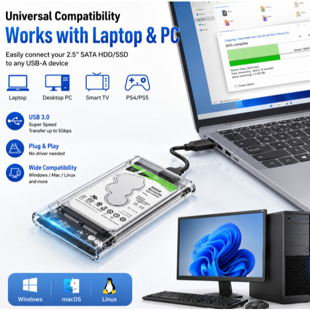 External Hard Drive Case USB 3.0 HDD Enclosure SATA Enclosure SSD Enclosure External Drive Case