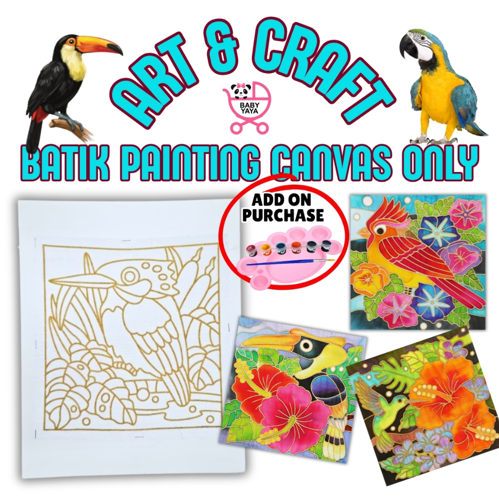 BABYYAYA DIY Kids Batik Painting Birdie Theme Canvas Only Malaysian Batik Canvas Art Craft Mewarna Batik Mom & Baby Toys