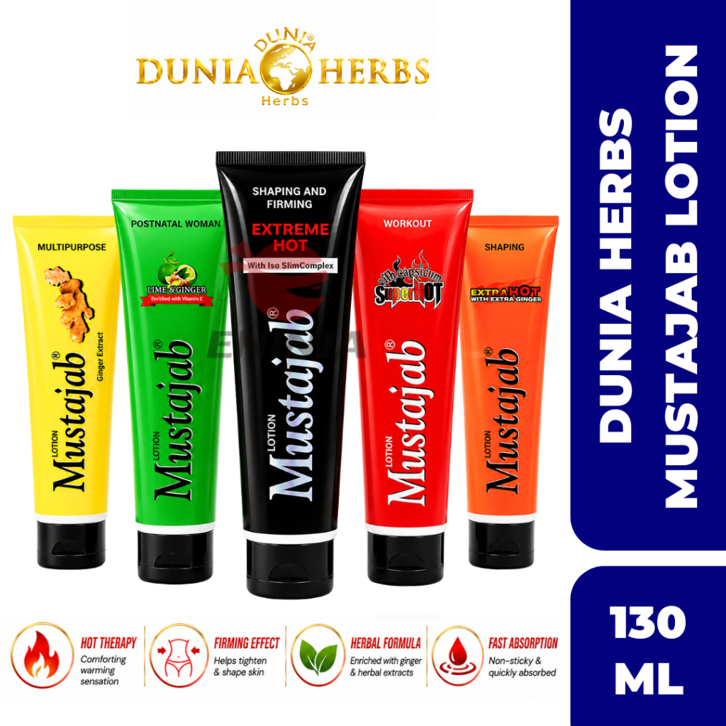 【100% ORIGINAL】DUNIA HERBS Losyen Mustajab Pati Halia Krim Panas Bakar Lemak Lotion Kurus - 130ML