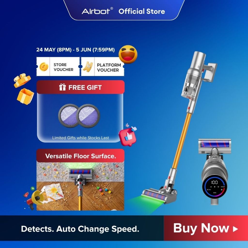 Airbot Hypersonics PRO Detect | Smart Wireless Handheld Cordless Stick Vacuum Dust Sensor Pet Friendly HEPA Mite Vacuum