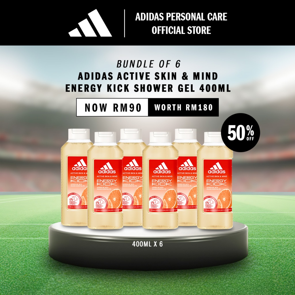 [JUN Exclusive] Adidas Active Skin & Mind Energy Kick Shower Gel 400ml - Suitable for Sensitive Skin (Vegan)