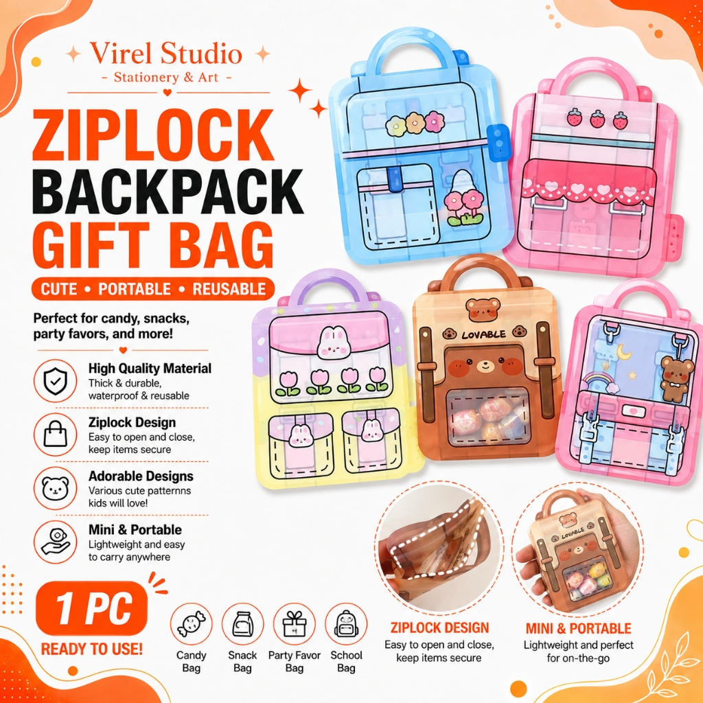 VS Birthday Party Backpack Gift Bag Candy School Bag Zip Lock Zipper Bag Snacks Candy Portable Bag