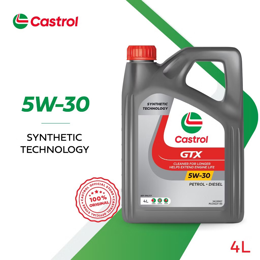 Castrol GTX 5W-30 (4L) Minyak Enjin Teknologi Sintetik API SN untuk Kenderaan Petrol dan Diesel