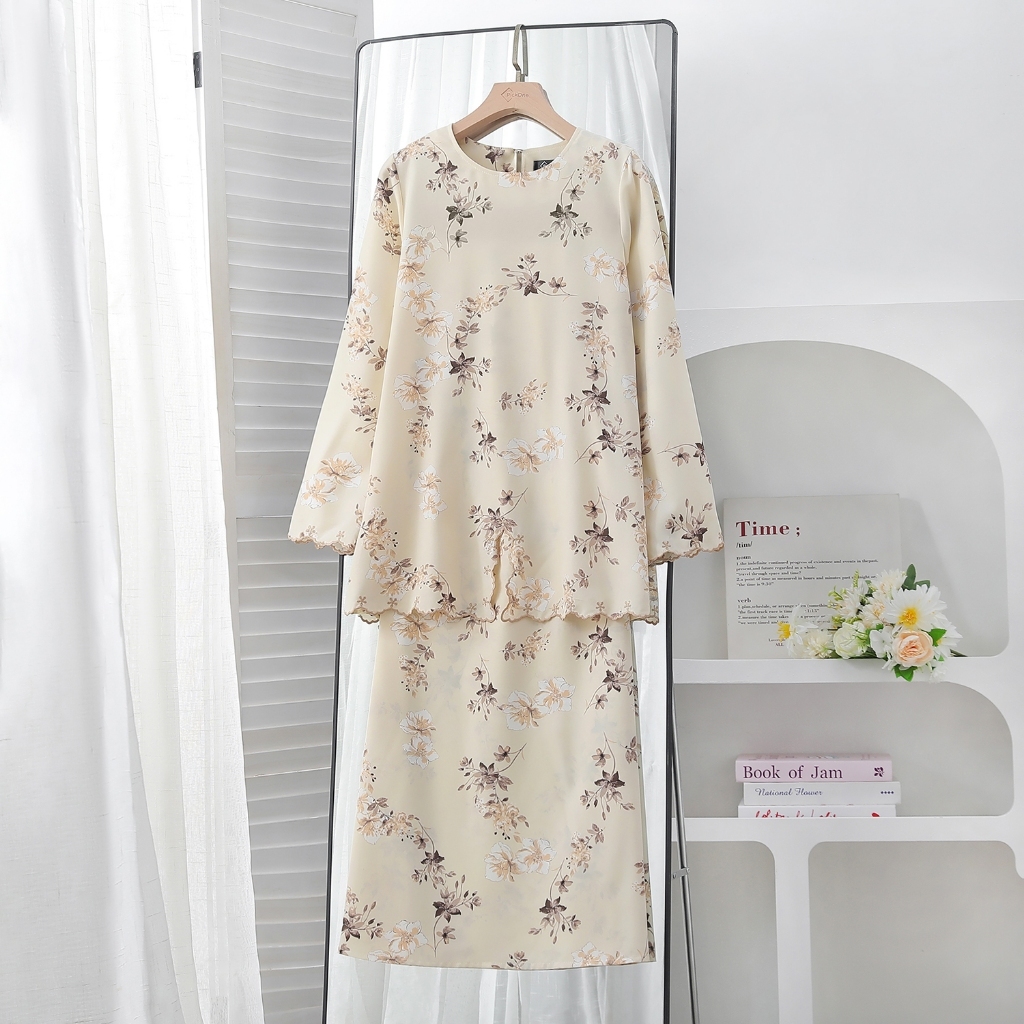 Pickone Fashion Khawla Sulam Kurung viral Raya Friendly Wanita terbaru Printed Floral vintage Nursing Muslimah D018