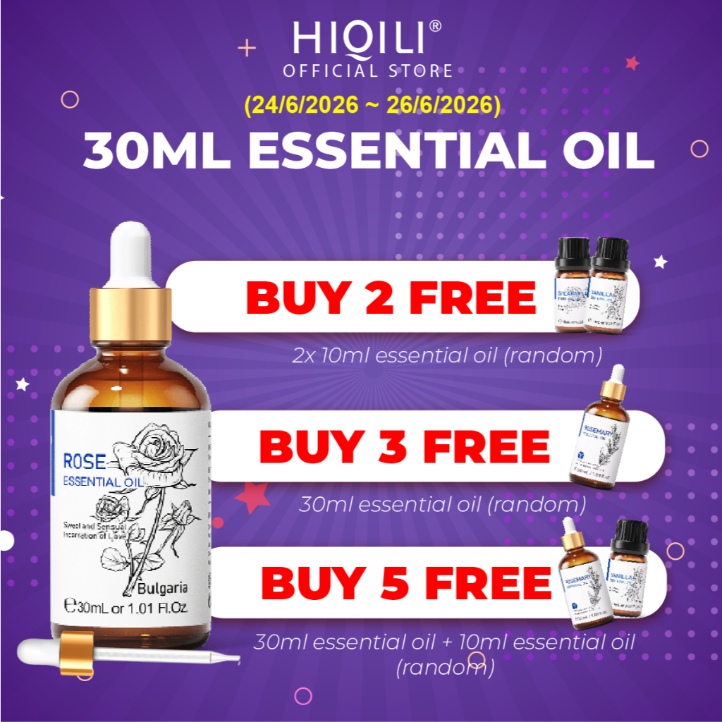 【HiQiLi】30ML Essential Oil Natural Plant Aromatherapy Diffuser Massage Oil Candle Pewangi Bilik 香薰精油