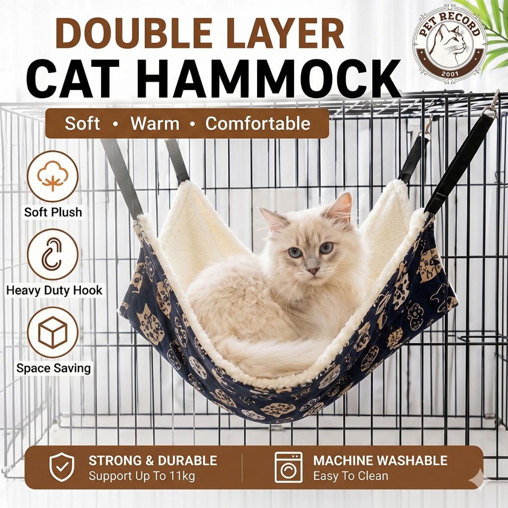 Cat Hammock Hanging Bed Double Layer Soft Plush Cage Hanging Bed Washable Pet Sleeping Bed For Cats