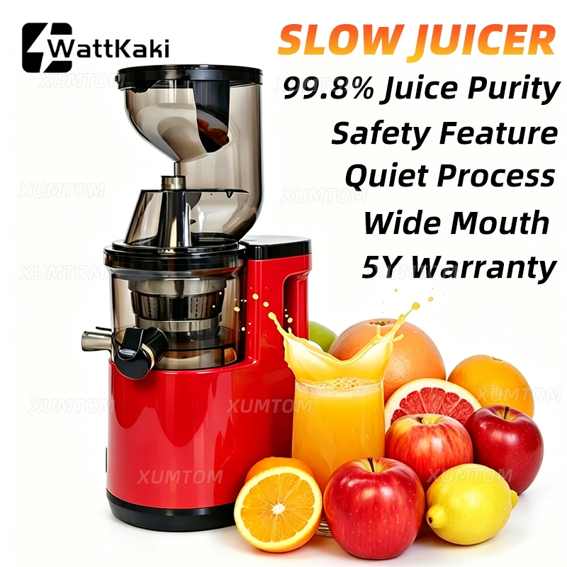 🔥Hot🔥Mesin Jus Perlahan Electric Slow Cold Press Fruit Juicer Extractor Blender Big Mouth Silent Slow Juicer Easy Clean