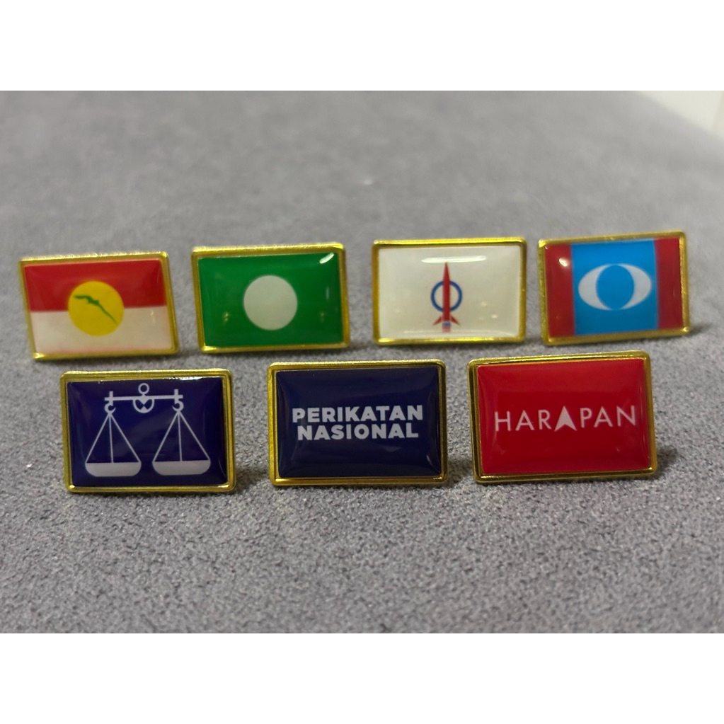 Election 2.2x1.5cm Pin of Political Party in Malaysia Harapan Barisan Nasional BN Perikatan Nasional PN PKR UMNO DAP PAS