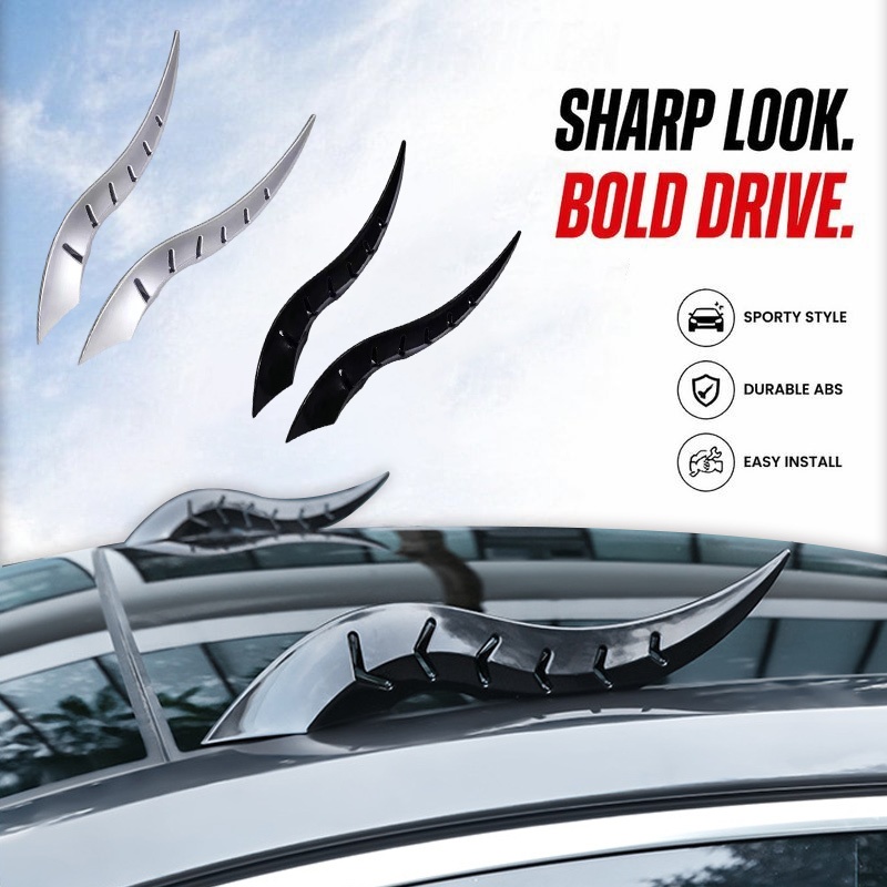 Universal Car Roof Dragon Horn Decor ABS Exterior Styling Aksesori Kereta Hood Trunk Mount Set