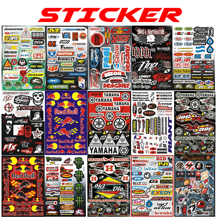 STICKER MOTORSPORT RACING LEBIH 20 JENIS PILIHAN UNIVERSAL SESUAI UNTUK LEKAT PADA BODY COVER MOTOR HELMET TOP BOX