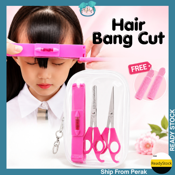 AIDA 3pcs Hair Bang Clip Scissor Cut Hair Tools Set Salon Trimmer Clipper Cutter Alat Potong Poni Gunting Rambut 刘海剪刀神器