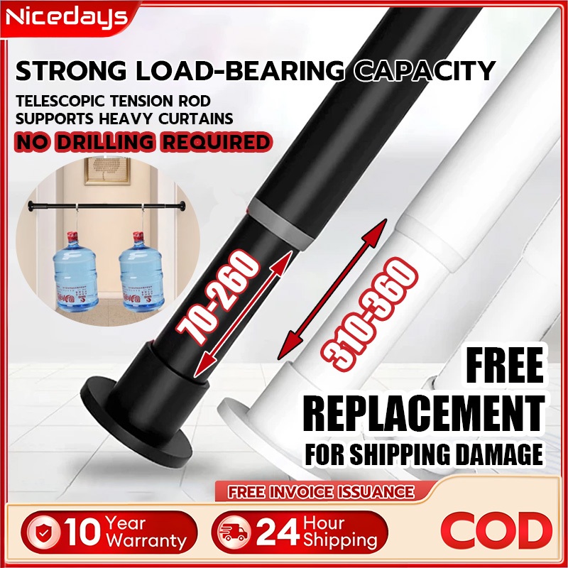 Adjustable Punch-Free Curtain Rod Stainless Steel Drying Rack Shower Telescopic Rods Ampaian Baju Batang Langsir