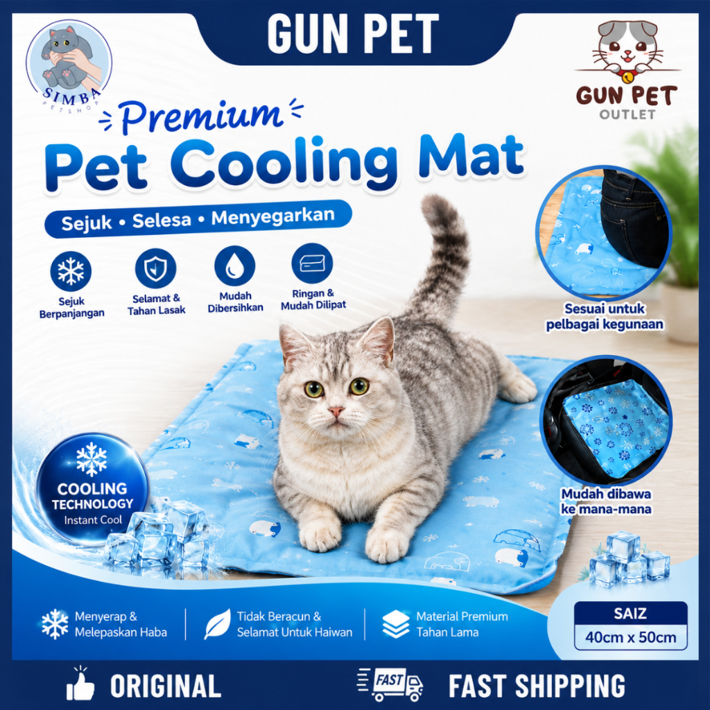 Cooling Mat Pad Dog Cat Pads Pet Bed Water Blanket Sofa Ice Silk Carpet Tikar Tilam Kucing 宠物冰丝垫