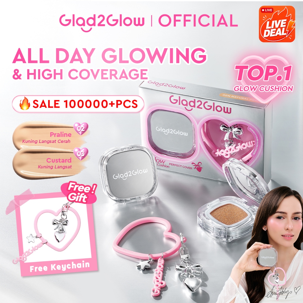 [Live Extra]Glad2Glow Perfect Glow Cover Cushion Foundation Full Coverage Glowing Finish Glass Makeup Lightweight