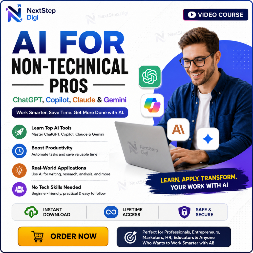 (Course)AI for Non-Technical Pros Video Course | ChatGPT, Copilot, Claude & Gemini | AI Productivity & Workflow Training
