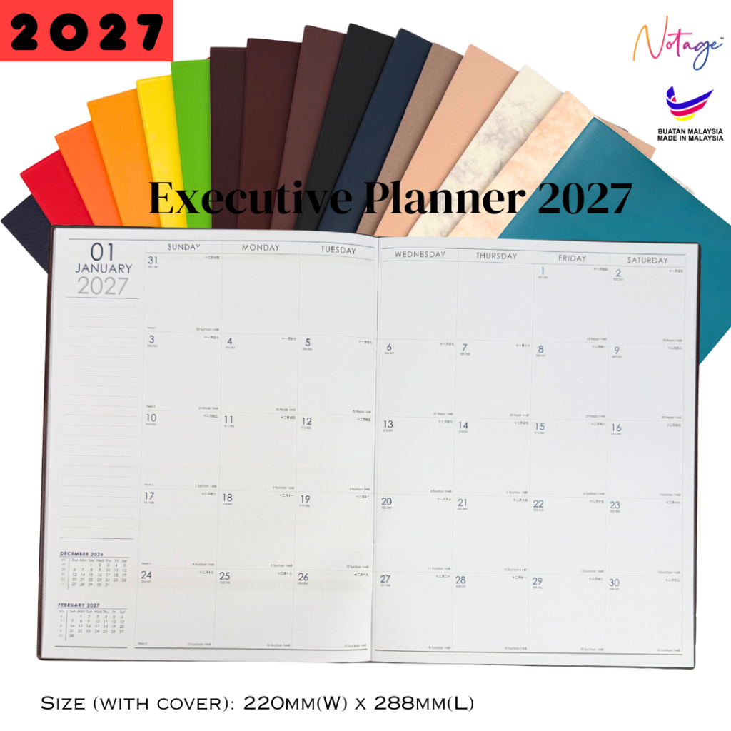 Executive Planner 2027 A4 Size Corporate Planner Planning Column Calendar Diary Table Desk Yearly Monthly Planner