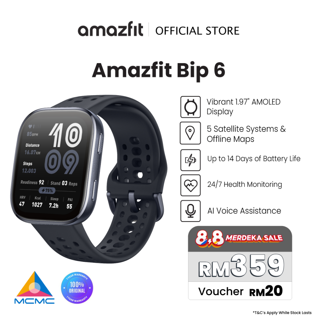 Amazfit Bip 6 Smart Watch 46mm with Outdoor Offline Maps and Navigation, Fitness Tracker Support 140+ Workout Modes