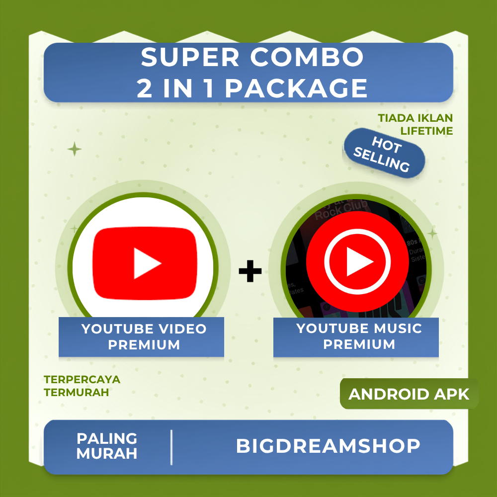 ⭐BigDreamShop⭐Combo Set - YouTube Premium + YouTube Music Premium for Android | Ad-Free Video & Music【Android APK】
