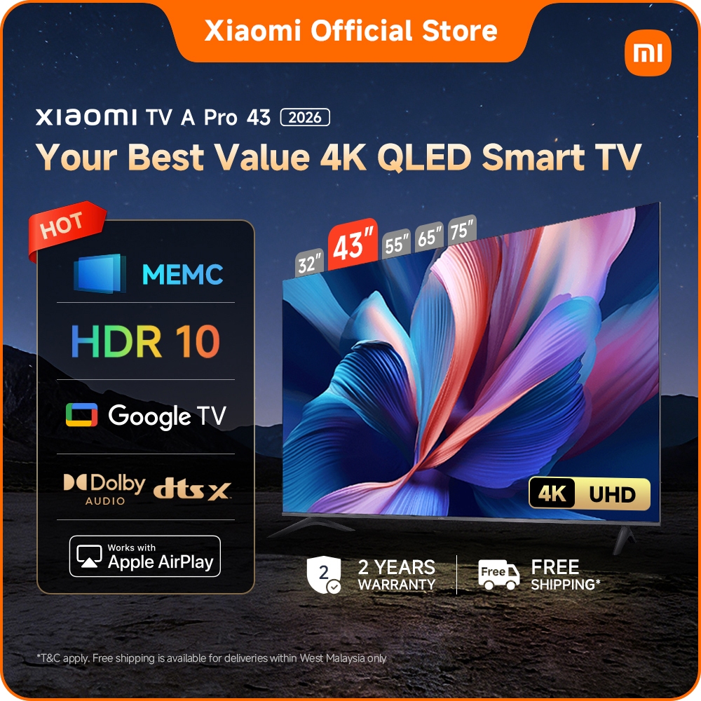 Xiaomi TV A Pro 43 2026|4K/QLED/HDR 10+/Google TV/Dolby Audio™️/Xiaomi Sound/Voice Control/Smart TV