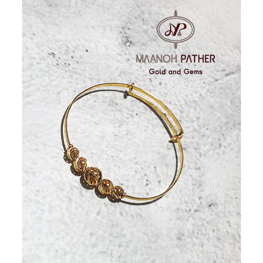 3.90GM-916 GOLD BABY BANGLE-916 BALL BANGLE-916 INDIAN BABY BANGLE-916 GOLD-916 BABY ADJUSTABLE VALAYAL-916 BABY ADJUSTA