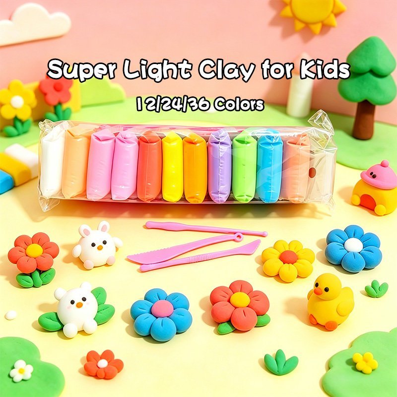 12/24/36 Colors Super Light Clay Set, Fresh Date Play‑Dough Space Soil for Kids DIY Craft