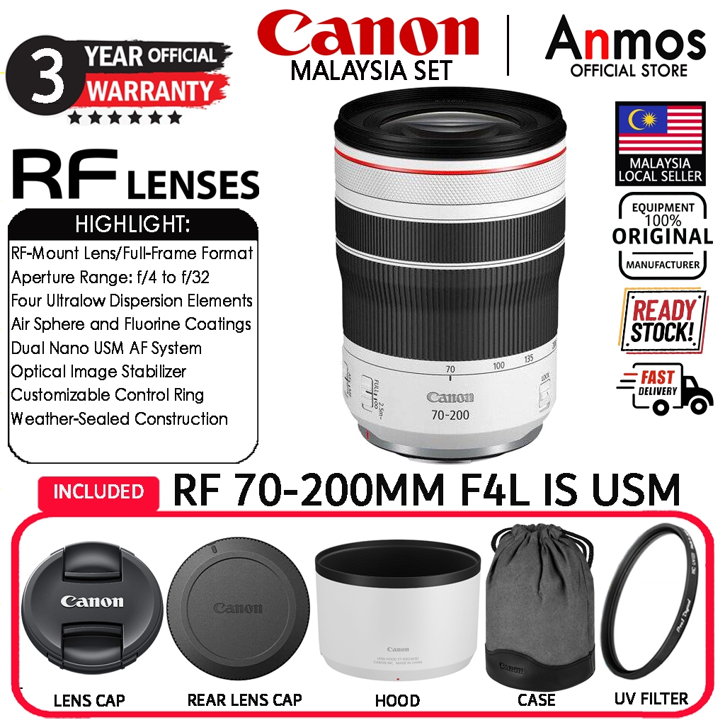 CANON RF 70-200MM F/4 L IS USM LENS ( CANON MALAYSIA 3 YEARS WARRANTY )