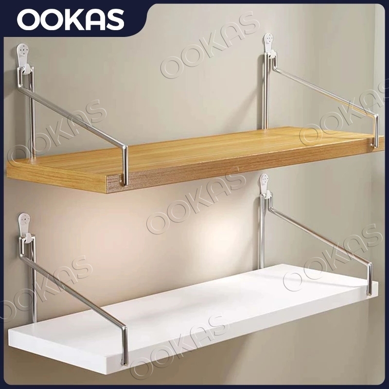 OOKAS No-Punch Floating Wall Shelf Wooden Home DIY Decor Wall Mounted Bookcase rak buku壁挂置物架
