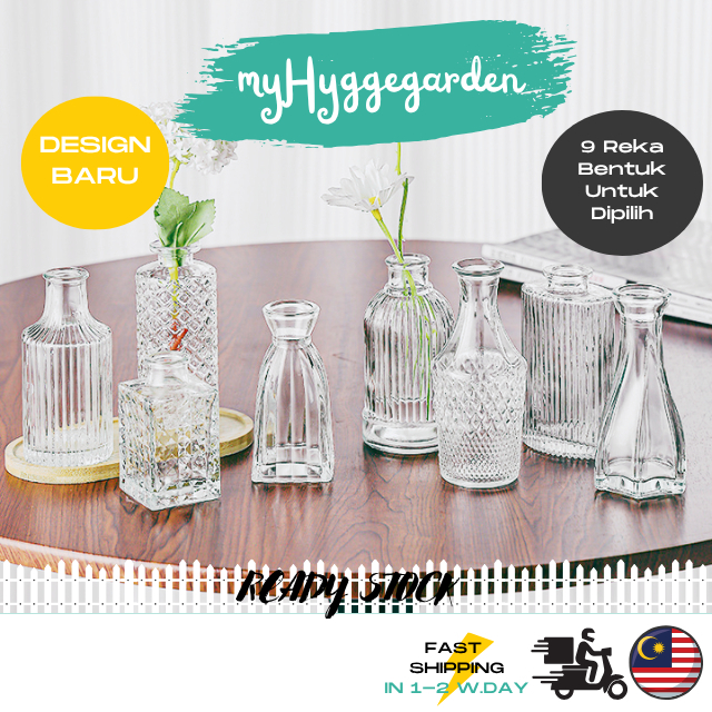 MyHyggegarden Nordic Transparent Glass Vase Multi-shape Flower Arrangement Container Desktop Vase Ornament Home Decor