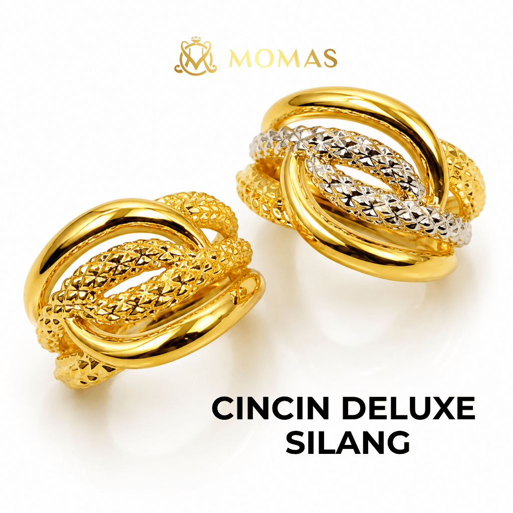 MOMAS CINCIN DELUXE SILANG 5D 916 CINCIN EMAS MURAH EMAS VIRAL TULEN 916 Emas Murah 916