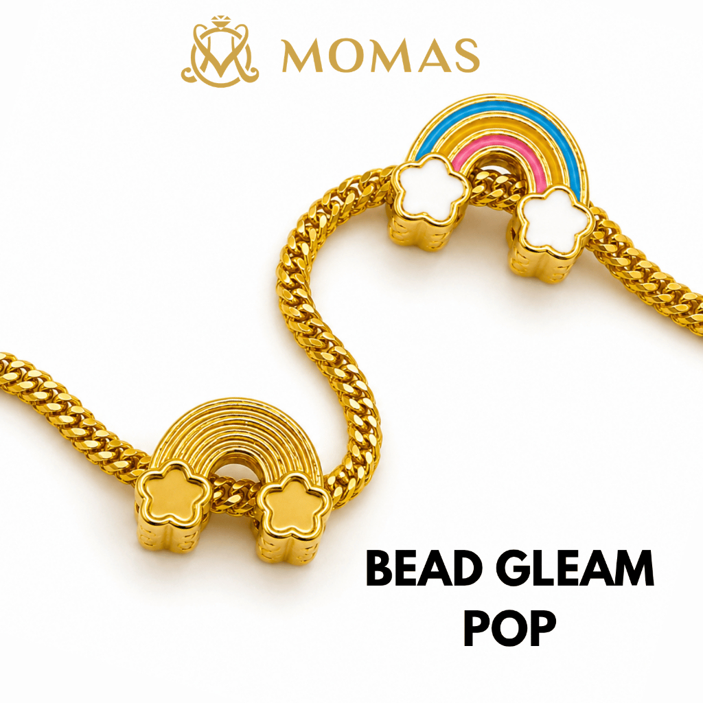 MOMAS BEAD GLEAM POP Bajet 5D Emas 916 Beads Flower5D  Bead Enamel Emas 916 Charms 916