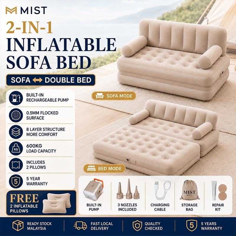 【MIST】Inflatable Air Bed Air Sofa Lazy Mattress Free pillow Fun Automatic Portable Foldable Sofa