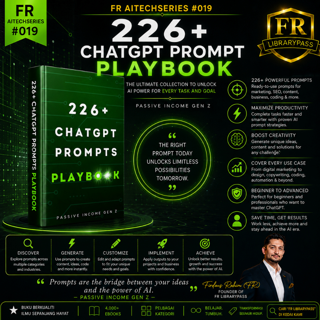 FR AITechSeries #019 | 226+ ChatGPT Prompt Playbook | AI Prompts for Marketing, Business, Coding & More | English PDF