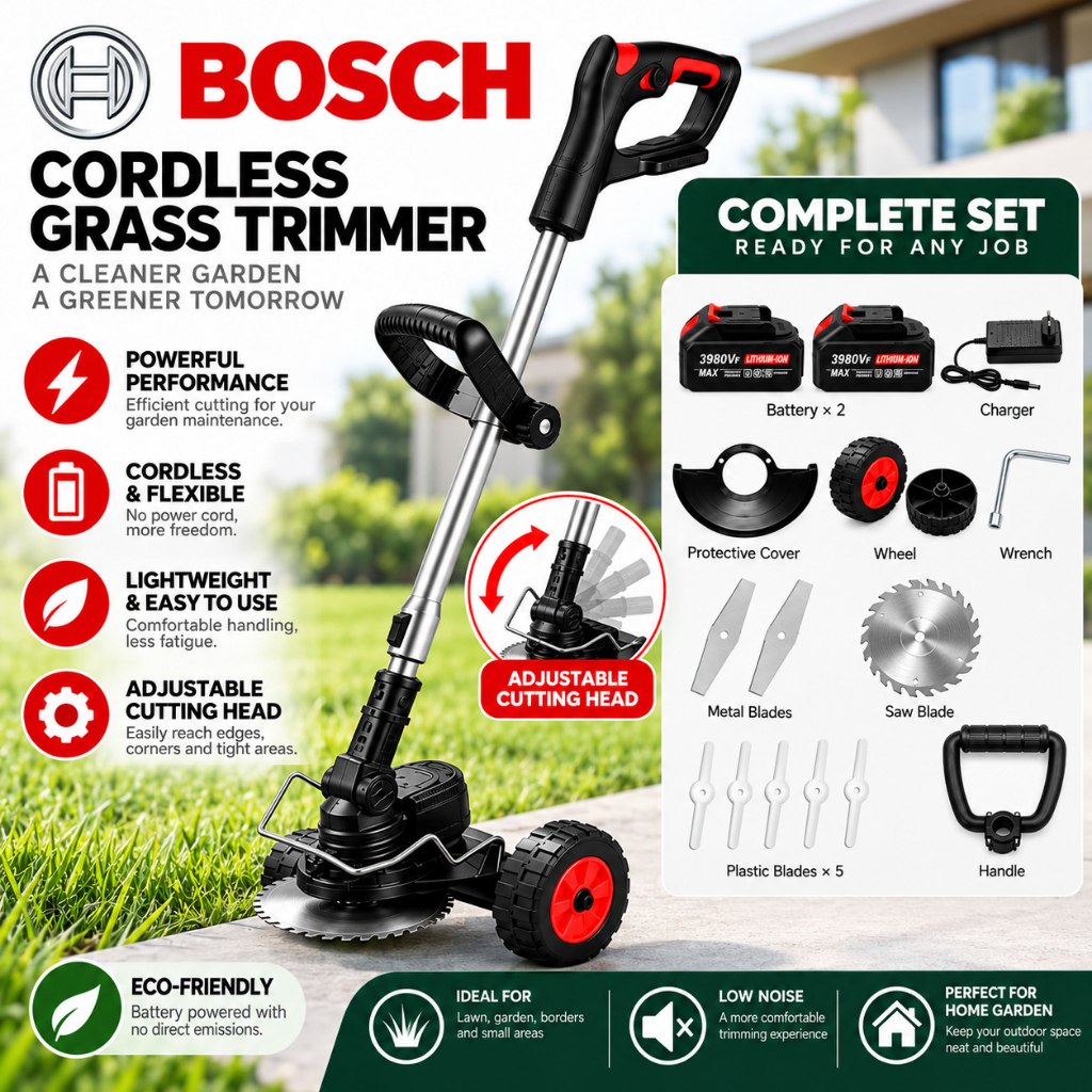 BOSCH Mesin Rumput Mesin Potong Rumput Cordless Grass Cutter Grass Trimmer Lawn Mover 割草机