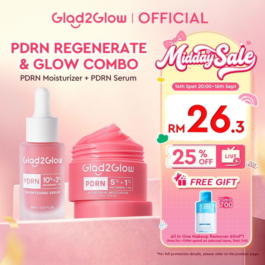 [LIVE EXTRA]Glad2Glow PDRN 10% NIACINAMIDE 3% TXA BRIGHTENING SERUM 3in1 Glow Brighten Fades Dark Spots Plumps
